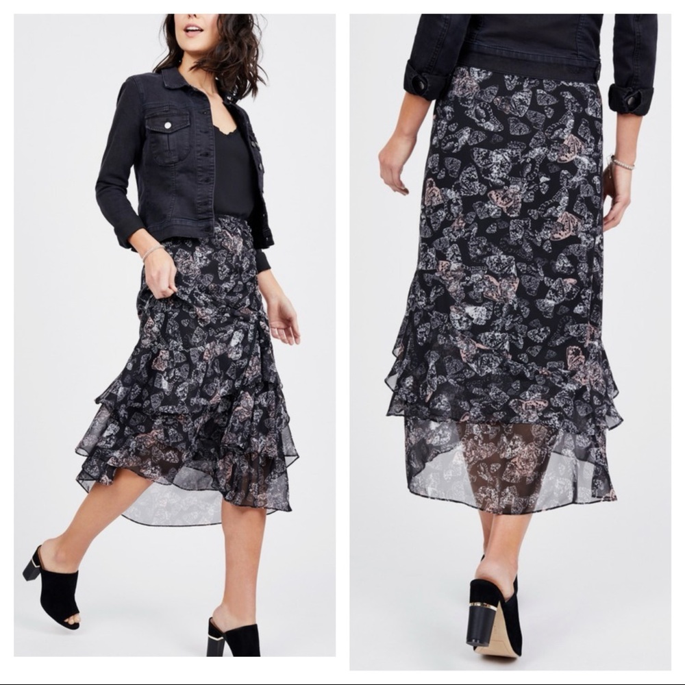 Max Studio Butterfly Printer Midi Skirt Sz S NWT